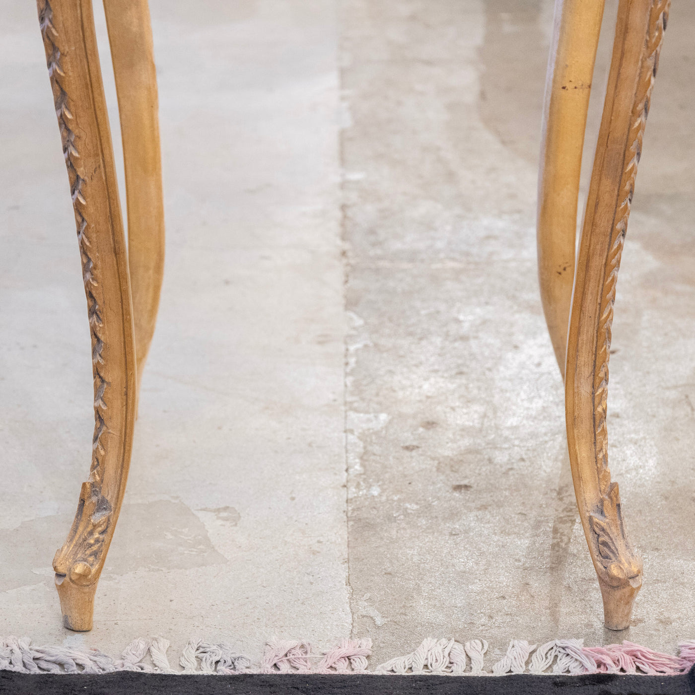 Louis XV Gilded Square Side Table – White Marble Top