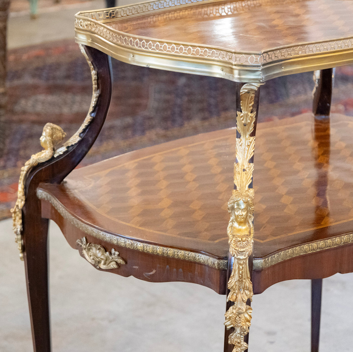 French Empire Side Table – Checkered Wood Inlay & Ormolu Mounts – Le ...