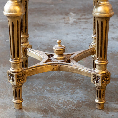 Louis XVI Gilded Round Stool – White Velvet Upholstery