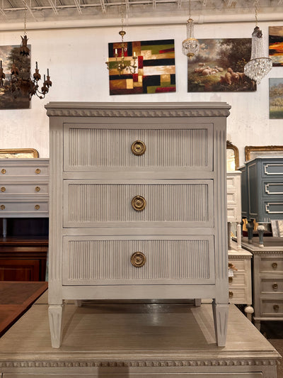 Swedish Vertical Reeded Nightstand in French Grey