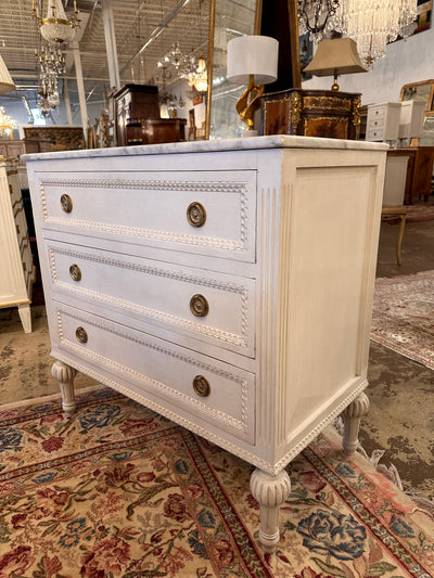 1900s White Swedish Marble Top Chest | Le Chateau | European Luxury Furniture in Atlanta