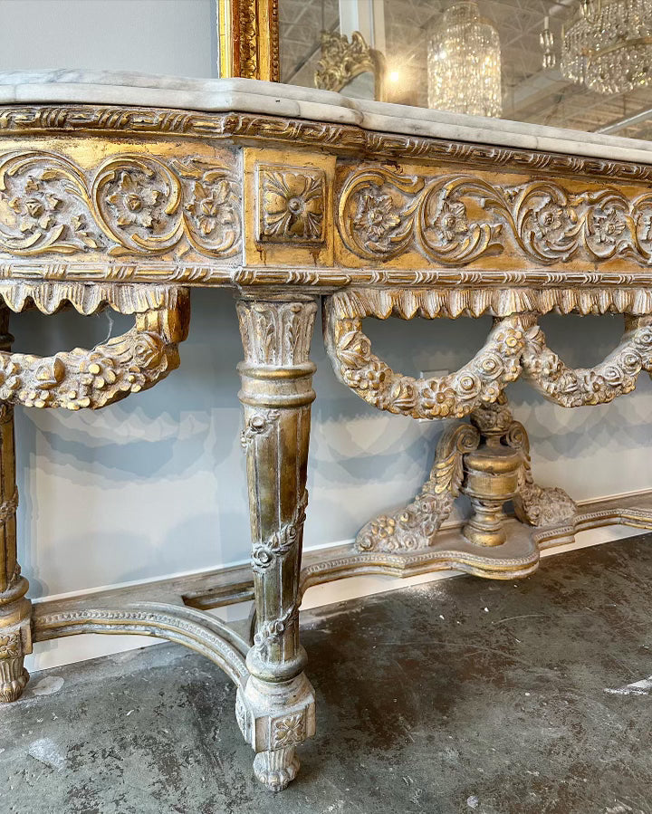 19th Century Double Marble Top Console