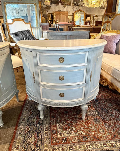 Swedish Demilune Chest in French Blue & White