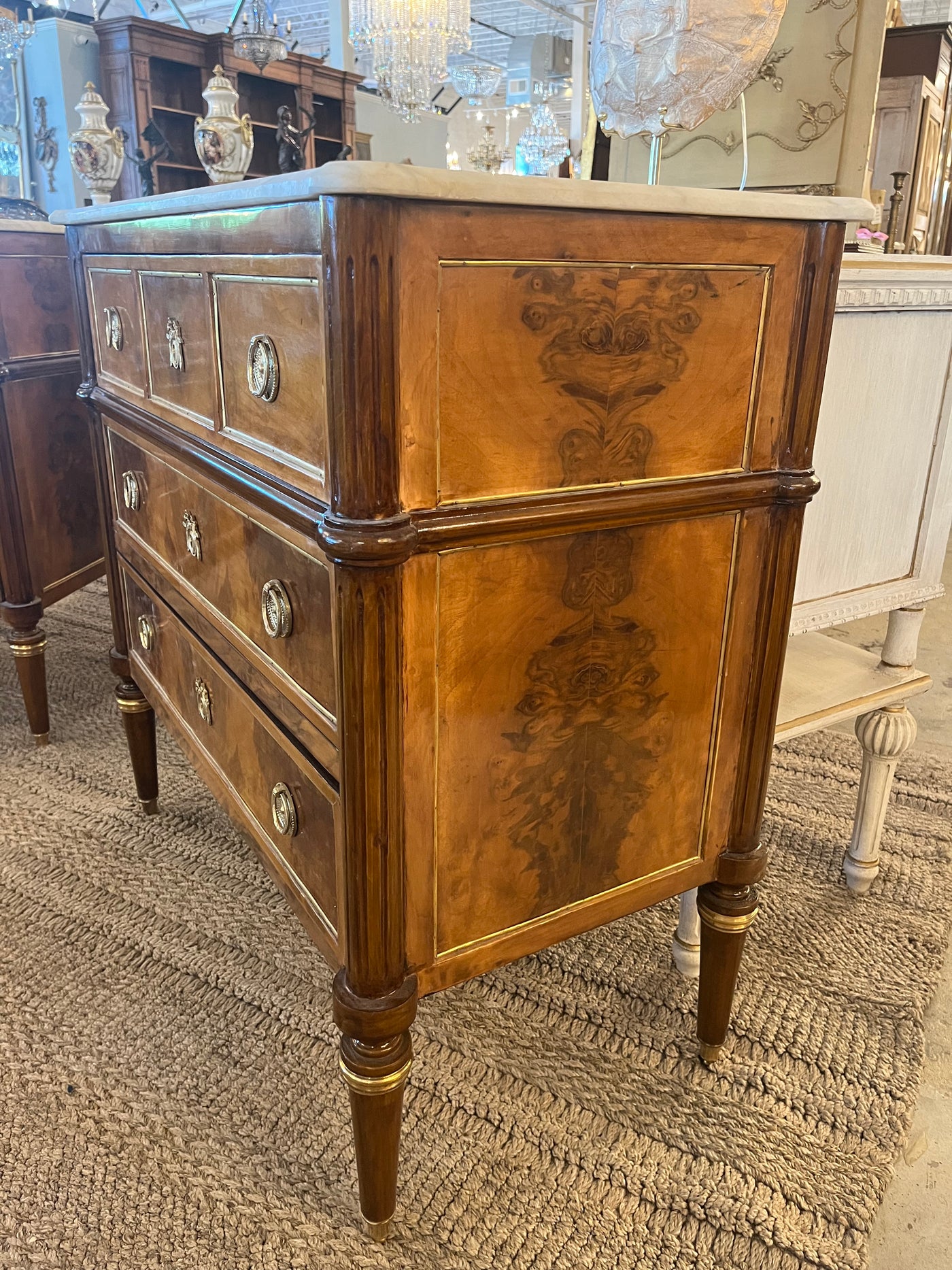 Burlwood Chest with Marble Top