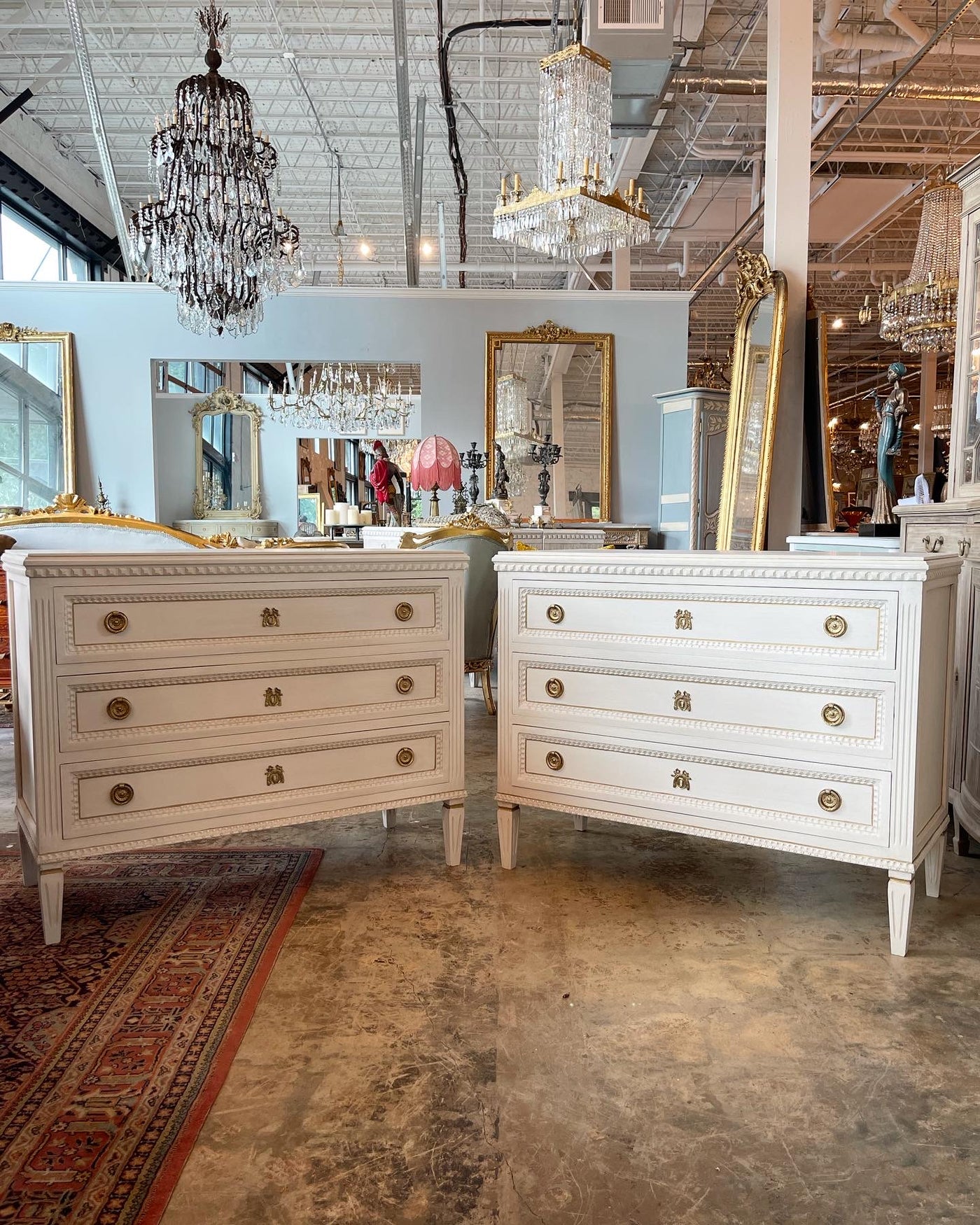 Swedish Beaded Front Chest with Escutcheon on Drawers