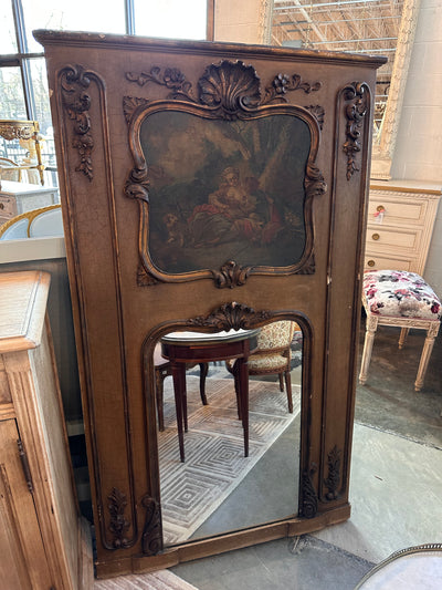 French Trumeau Mirror with Oil Painting