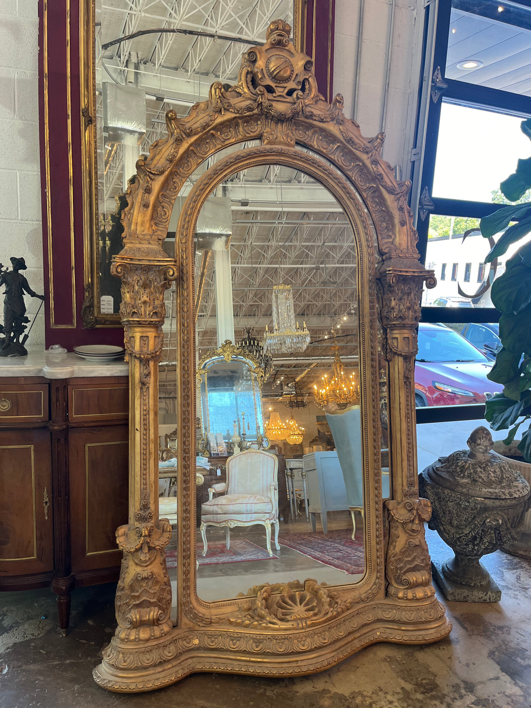 1800s French Arched Full Length Empire Mirror – Le Chateau