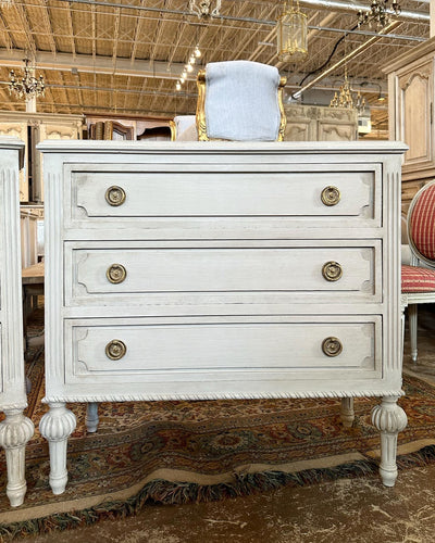 Antique White Swedish Chest with Ballerina Legs