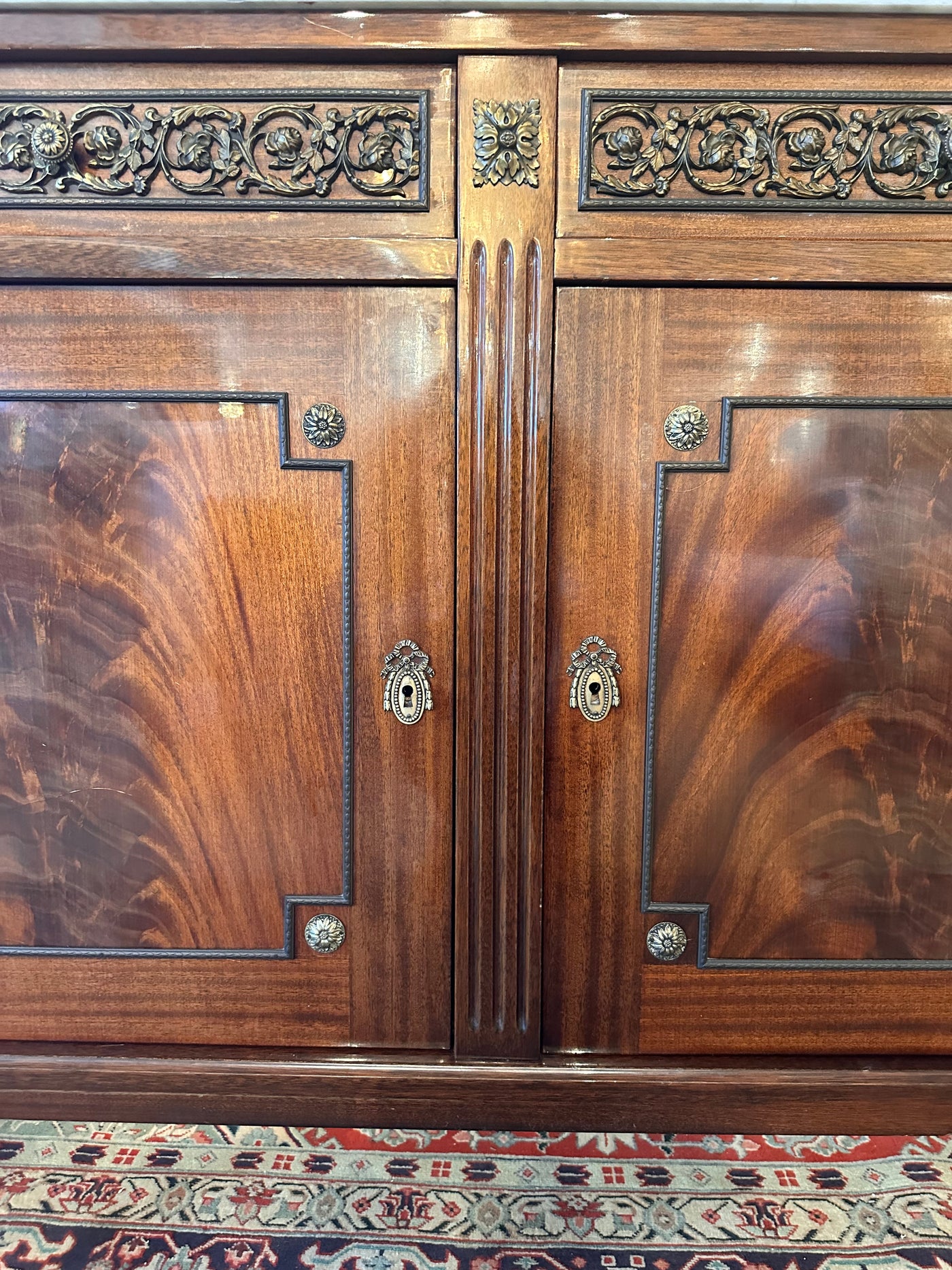 Antique French Louis XVI Demilune Sideboard with Carrara Marble Top