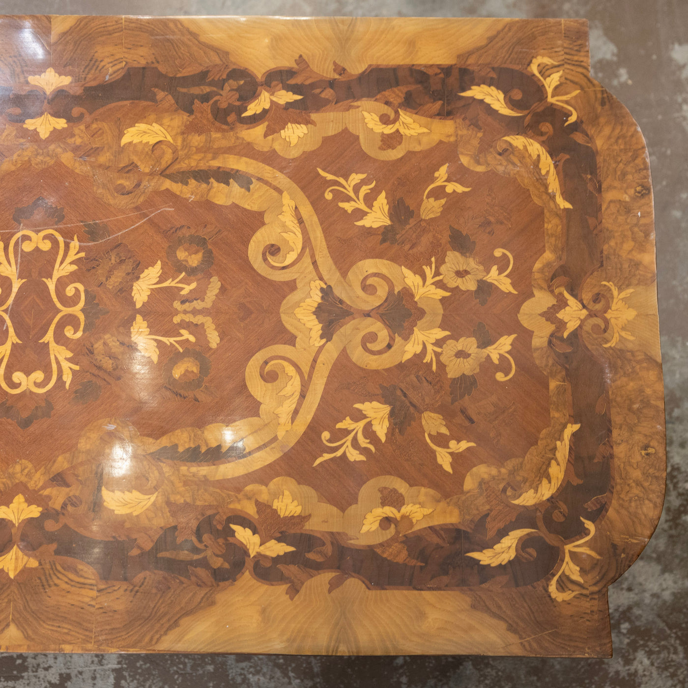 Louis XVI Lacquered Coffee Table – Bronze Mounts & Marquetry Top