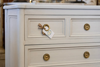Swedish 3 Drawer Nightstand with Rounded Corners in White
