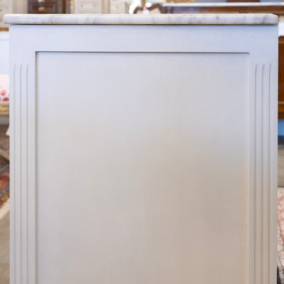 Swedish 3-Drawer Dresser – Reeded Drawers & Marble Top in Dove White