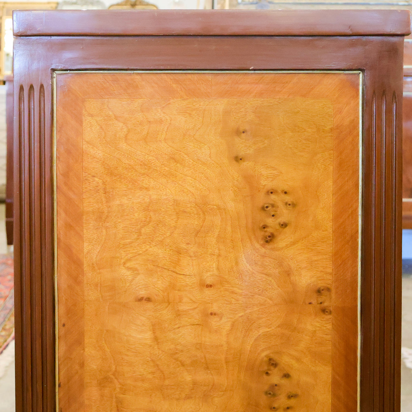 Louis XVI Burl Wood Chest w/ Straight Top & Flat Pulls (42" Wide)