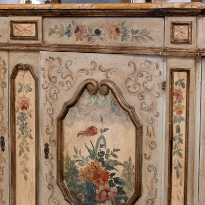 Italian Hand-Painted Soft Green Floral Sideboard