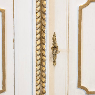 Swedish White Painted Sideboard with Gold Accents