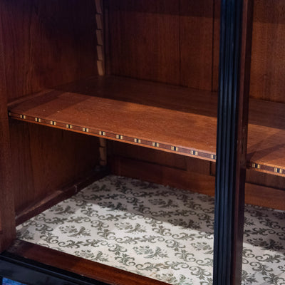 Louis XVI Black Lacquer Sideboard – Gold Inaly & White Marble Top