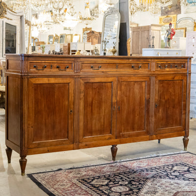 Louis XVI Wood Sideboard – Fluted Columns & Square Pulls