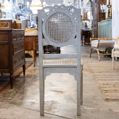 Swedish Dining Chair – Cane Back with Bow Carving in French Grey