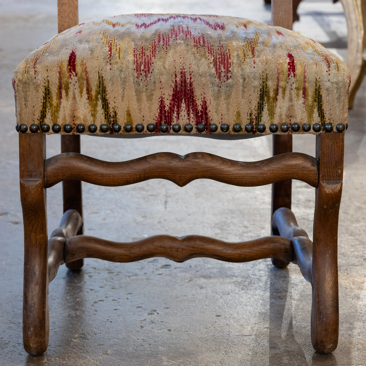 French Provincial Accent Chairs – Cream & Red Woven Upholstery