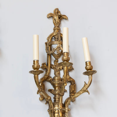 Pair of Rococo Gilded Wall Sconces - Cage Frame in Antique Gold - Wired Sconces | Le Chateau (Atlanta, GA) • 3