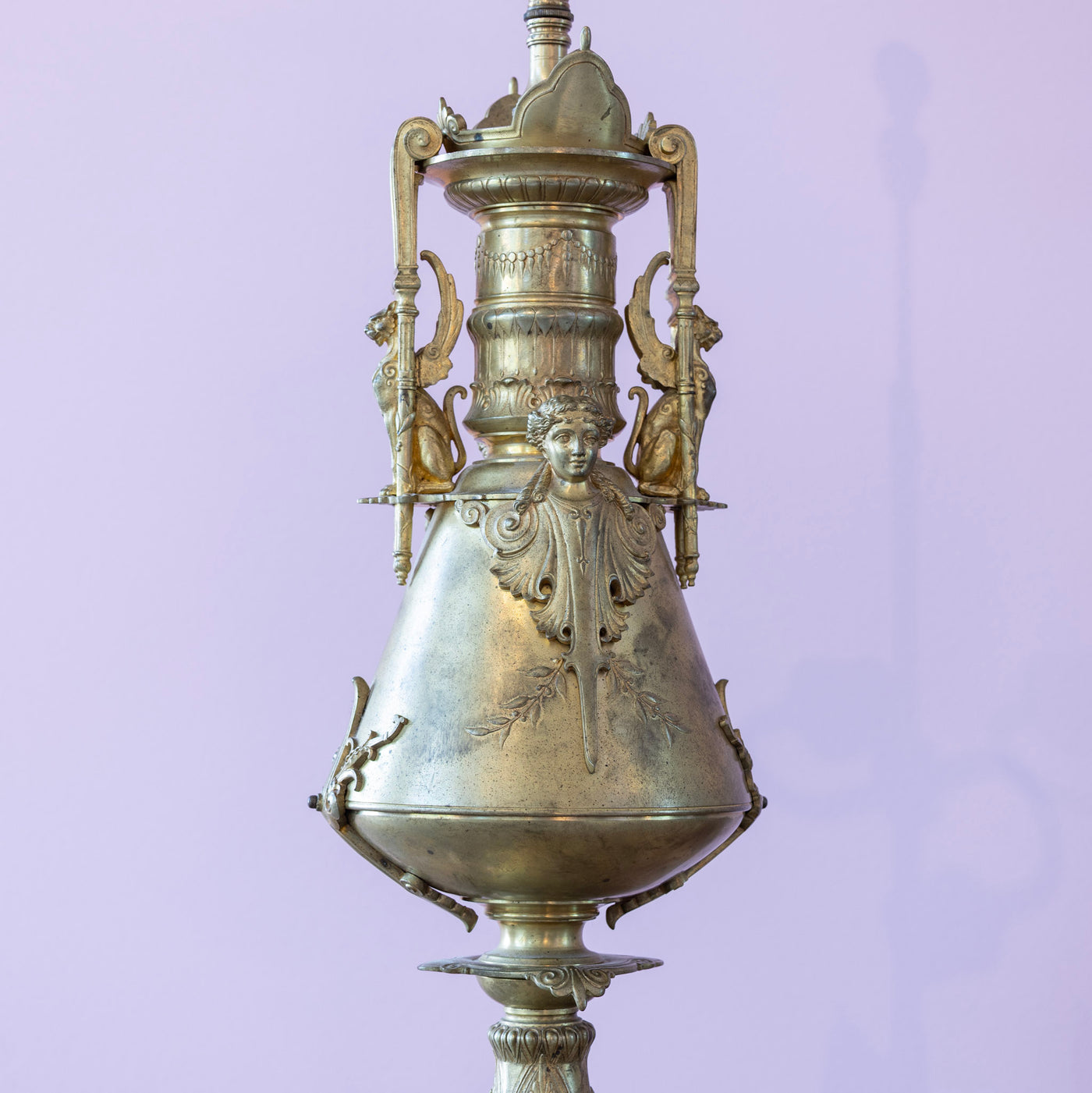 Pair of Carved Gilded Lamps – Red Marble Base
