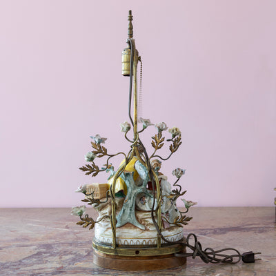 Pair of Porcelain Rococo Style Couple Lamps