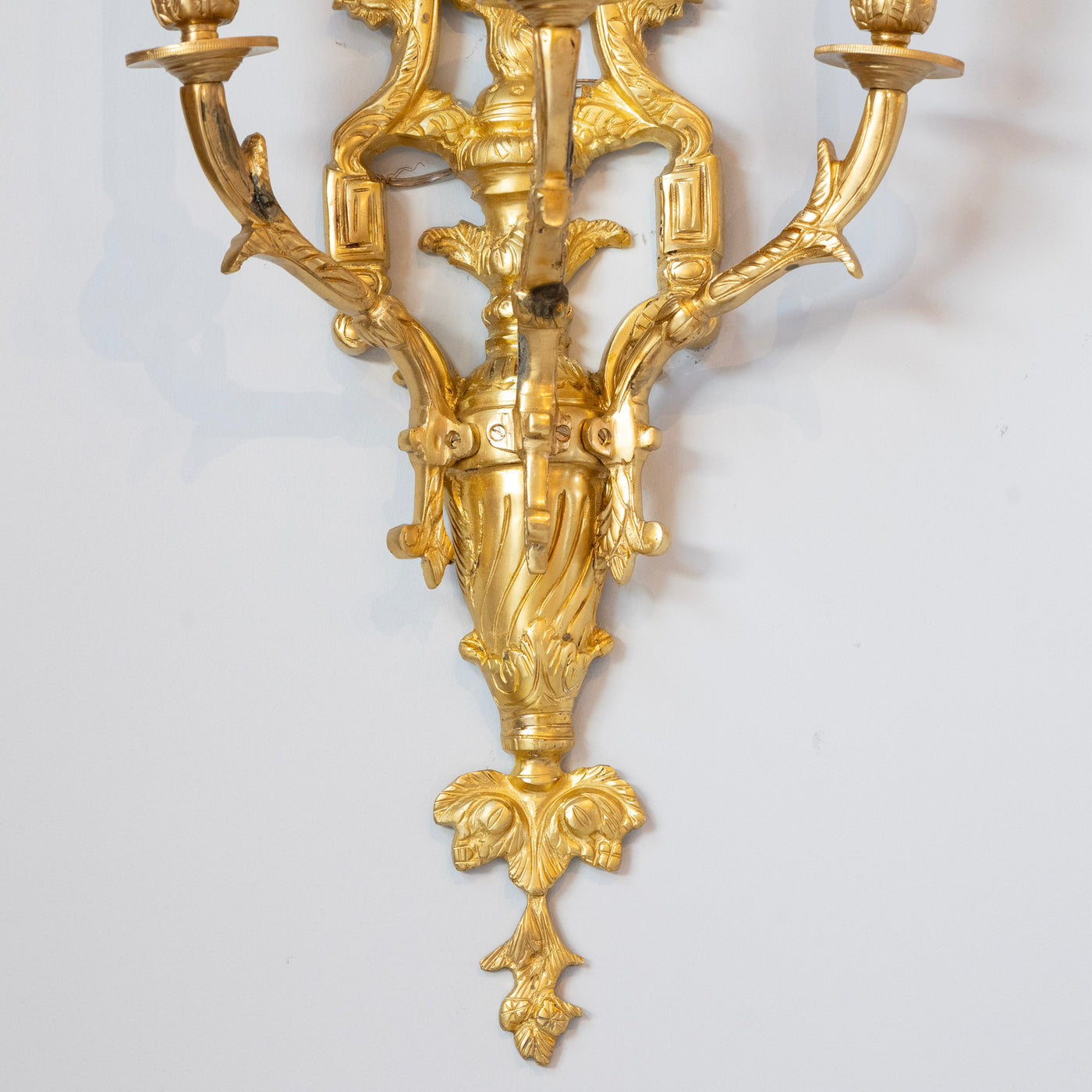 Pair of Rococo Gilded Wall Sconces - Cage Frame in Bright Gold
