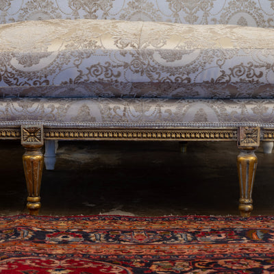 Louis XVI Sofa – Gilded with Damask Upholstery