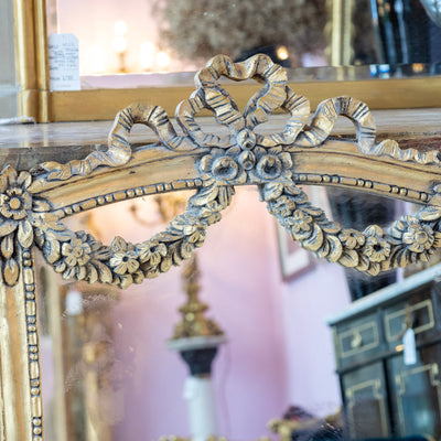 Louis XV Gilded Mirror – Carved Floral Garland & Ribbon Heart Crest - Louis XV Mirror | Le Chateau (Atlanta, GA) • 3