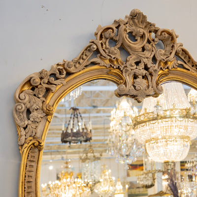 Gilded Rococo Mirror & Console – Ornate Hand-Carved Scrollwork & White Marble Top