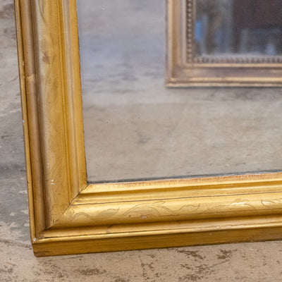 Louis Philippe Gilded Mirror with Floral Trim & Carved Crest