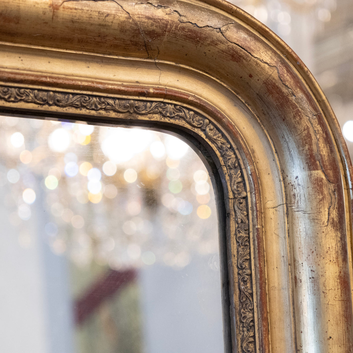 Louis Philippe Rounded Gilded Mirror with Aged Patina