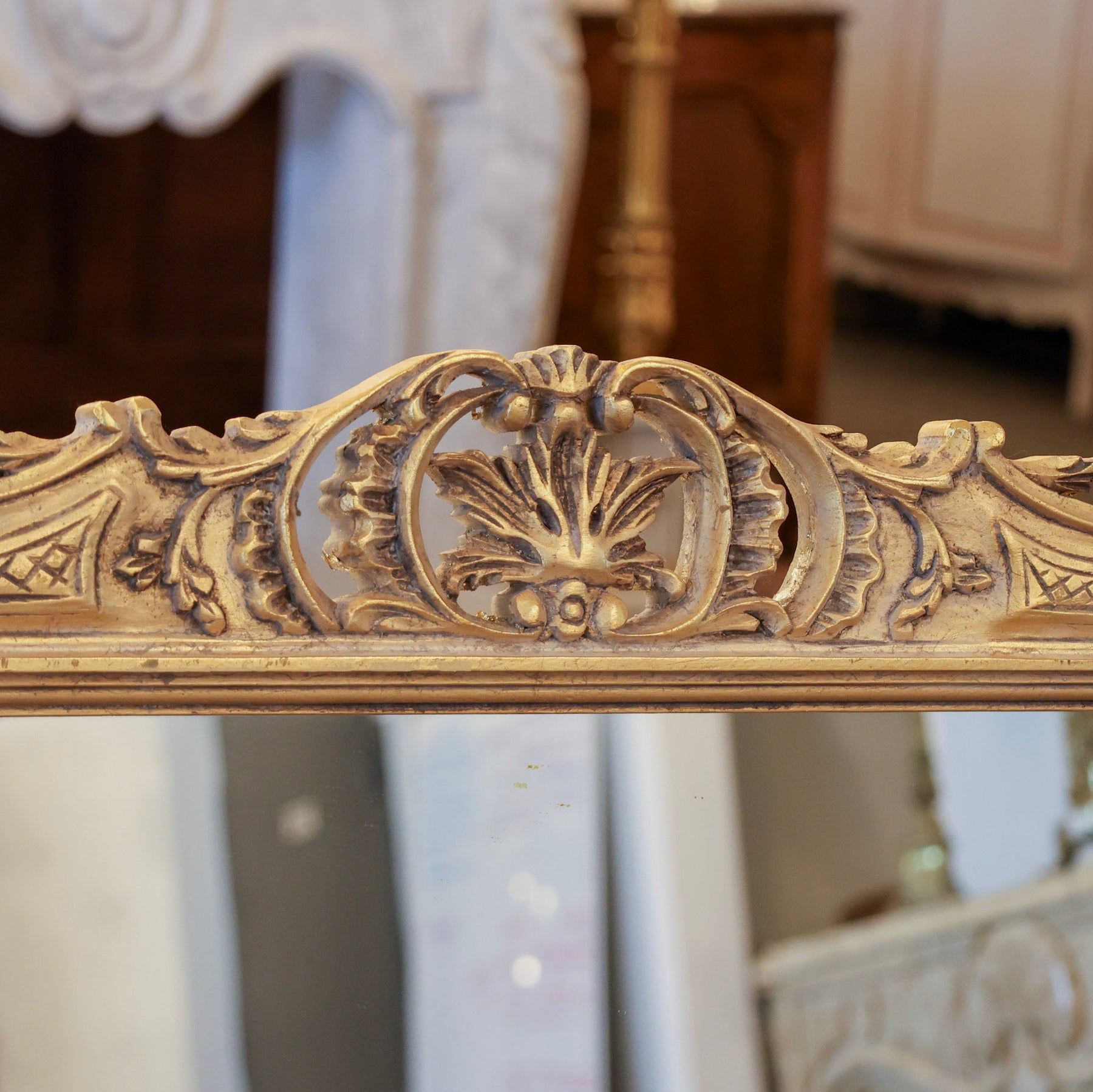 Louis XVI Gilded Frame Mirror – Ornate Leaf Frame with Lattice Pattern ...