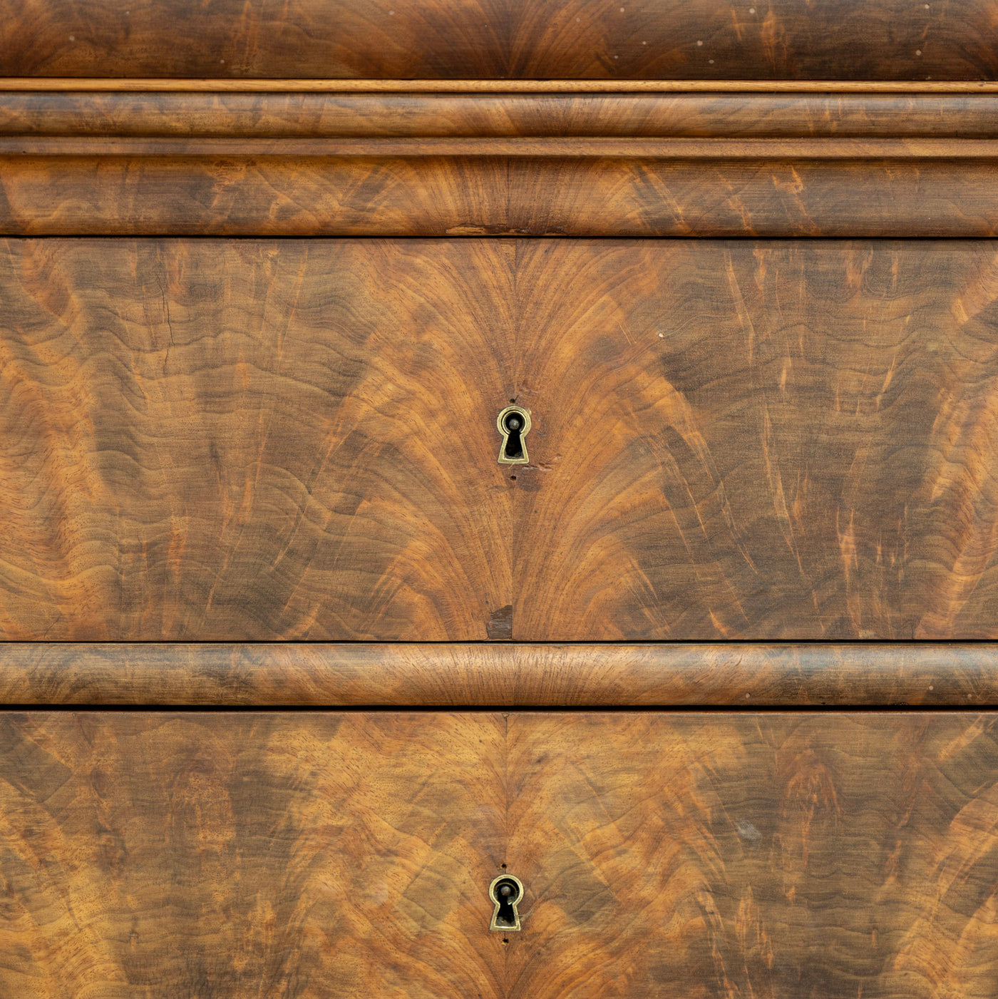 Louis Philippe Burl Wood Chest – Black Marble Top & Brass Hardware