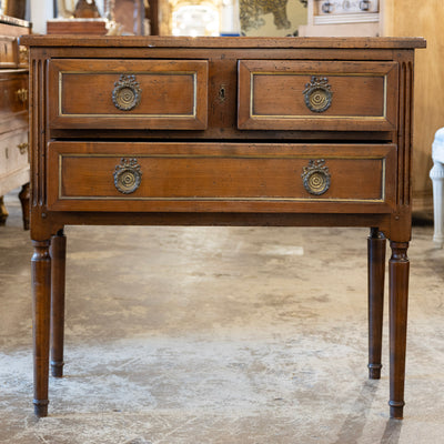 Louis XVI 3-Drawer Nightstand – Dark Brown Wood