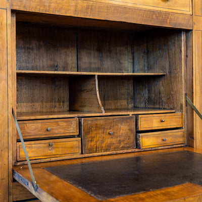 Louis XVI Wood Secretary Desk – Drop Front Drawers with Rosy-Brown Marble Top