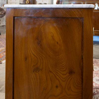 Art Deco 3-Drawer Chest – Burl Wood & White Marble Top