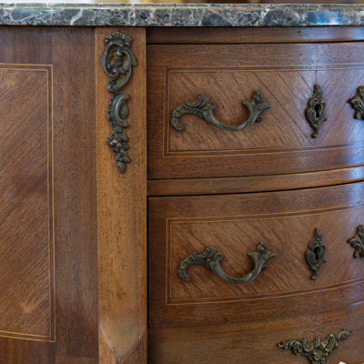 Louis XV Demilune Commode – Marble-Top & Cabriole Legs