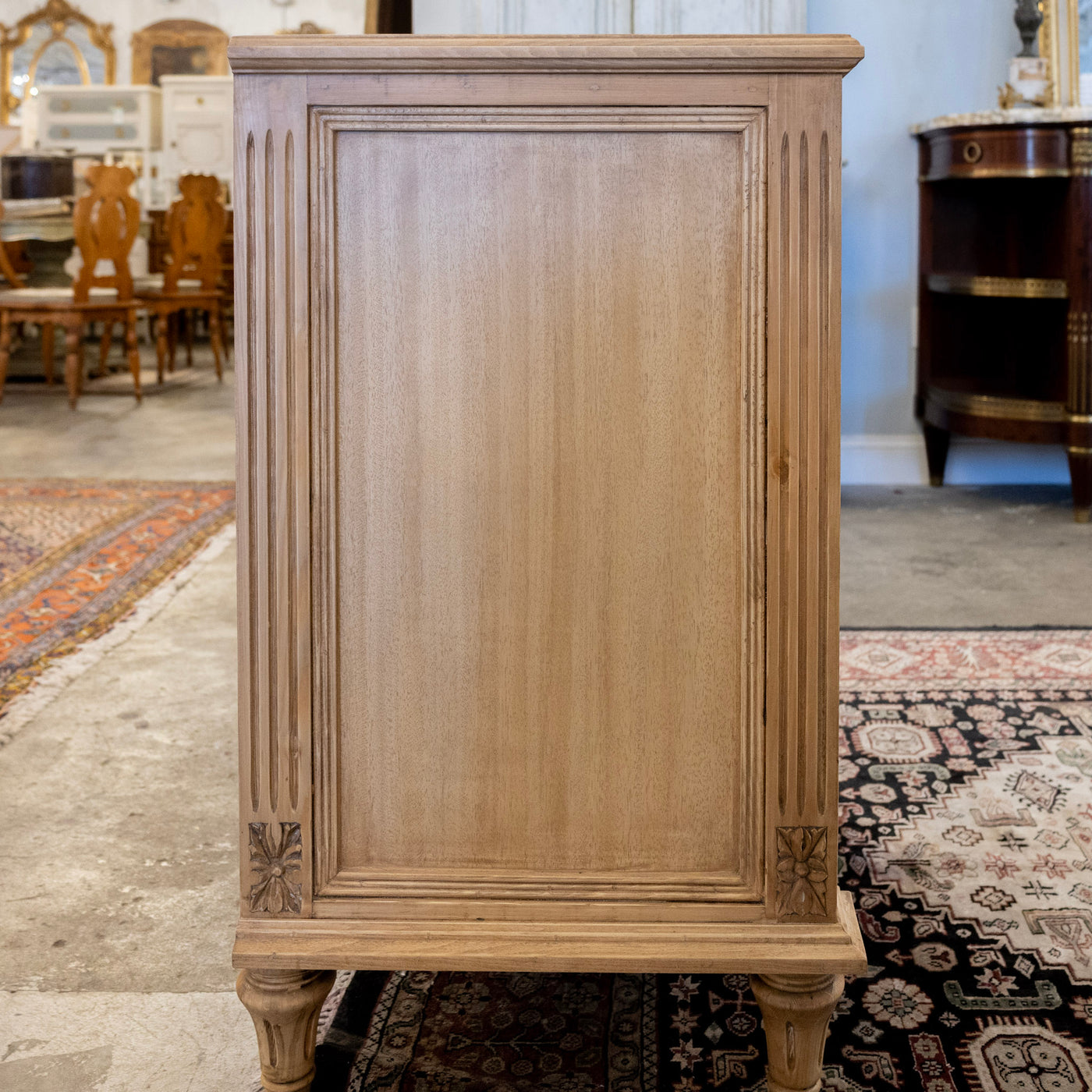 French Oak Stripped 3-Drawer Chest – Fluted Columns & Square Pulls