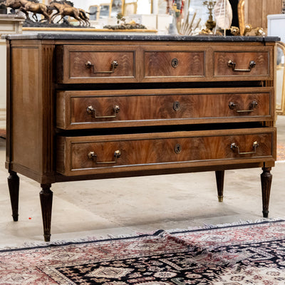 18th Century Louis XVI Dark Wood Chest – Black Marble Top