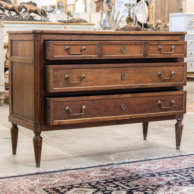 18th Century Louis XVI Wood Chest – Brass Trim & Square Pulls