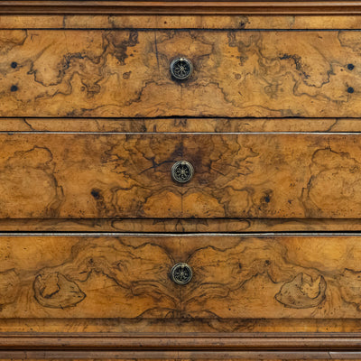 Louis Philippe Marbled Burl Wood Chest – Black Marble Top