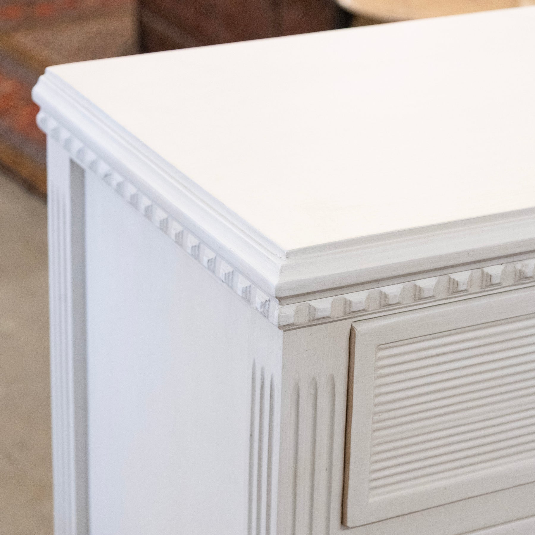 Swedish 3-Drawer Nightstand – Reeded Trim & Ballerina Legs in Dove Whi ...