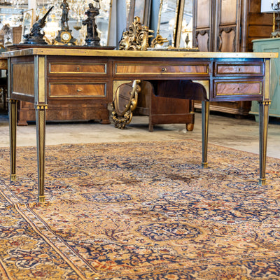Louis XVI Desk – Burl Wood with Gold Trim