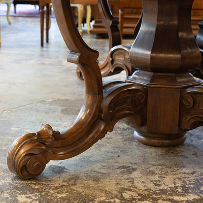 Louis XV Expandable Dining Table –  Brown with Carved Detailing
