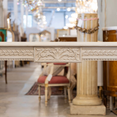 Swedish Console Table – Antique White Finish & Leaf Trim
