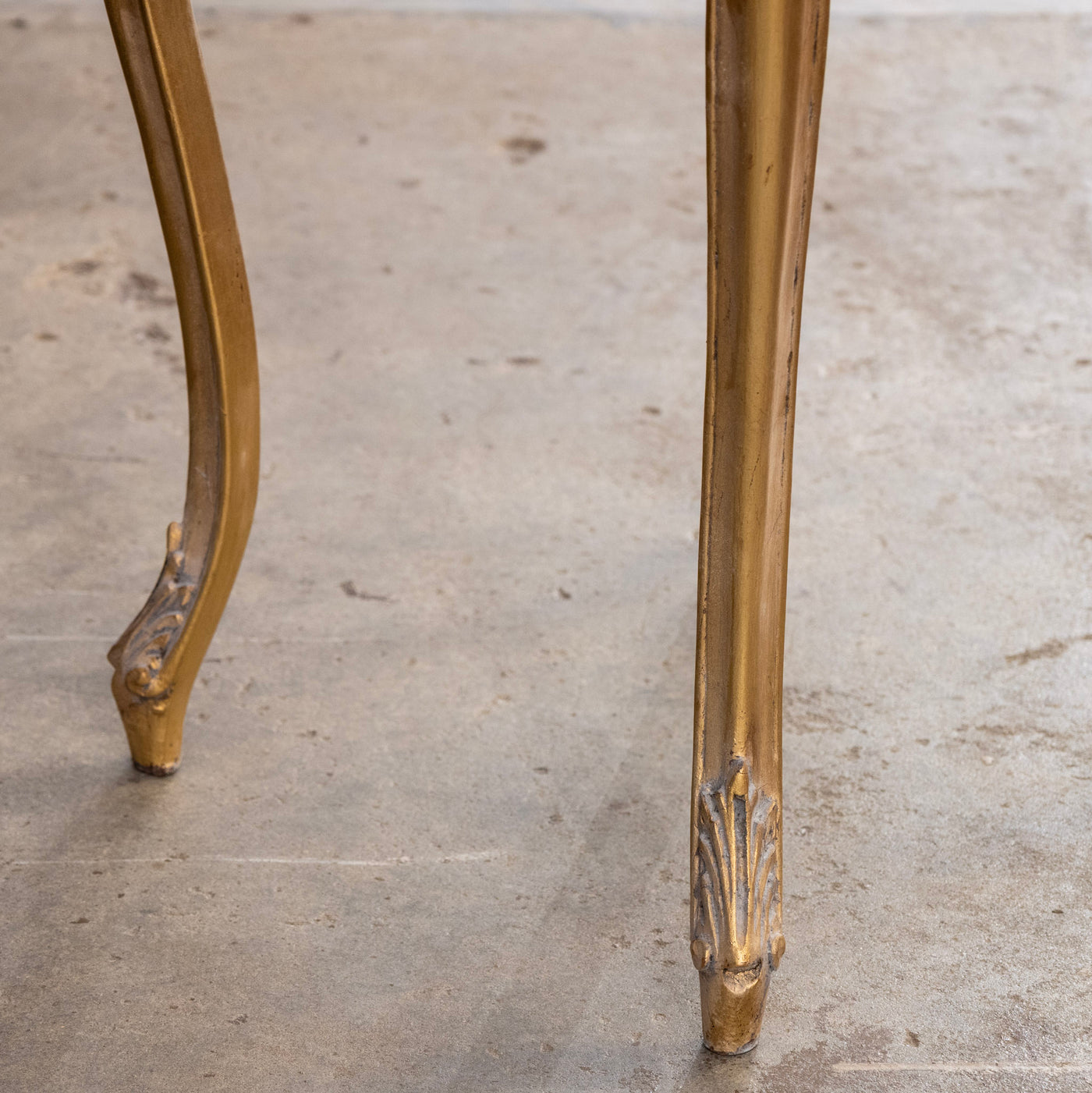 Louis XV Gilded Side Table – Cabriole Legs & White Marble Top