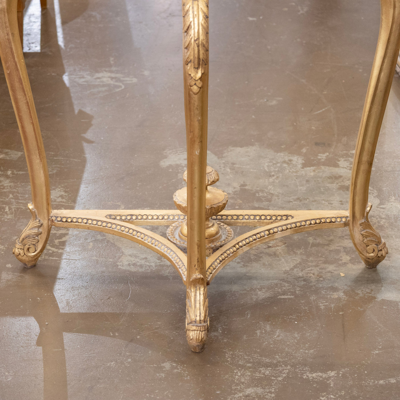 Louis XV Style Gilded Demilune Console Table – White Marble Top & Carved Trim