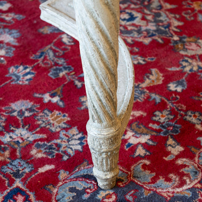 Grand European Neoclassical Hand-Carved Dining Table – Grey & White Faux Marble Finish