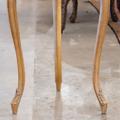 Louis XV Gilded Triangular Side Table – White Marble Top